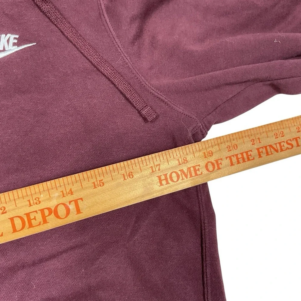 Nike Hoodie Womens S Small Maroon Full Zip Embroidered Swoosh‎ Fleece Sweatshirt
